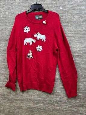Ugly Christmas Sweater Kit Sweater Womens XL Red Animal Ugly Graphic Pullover